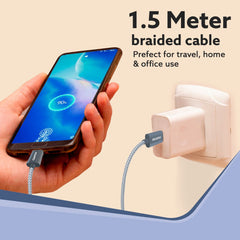 AGARO Type C to Type C Cable, 60W, 4A, Supports PD, Nylon Braided Fast Charging Cable Compatible With Type C Devices Inc