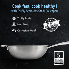 AGARO Stainless Steel Regency Triply Wok 26CM, 3.0L-2