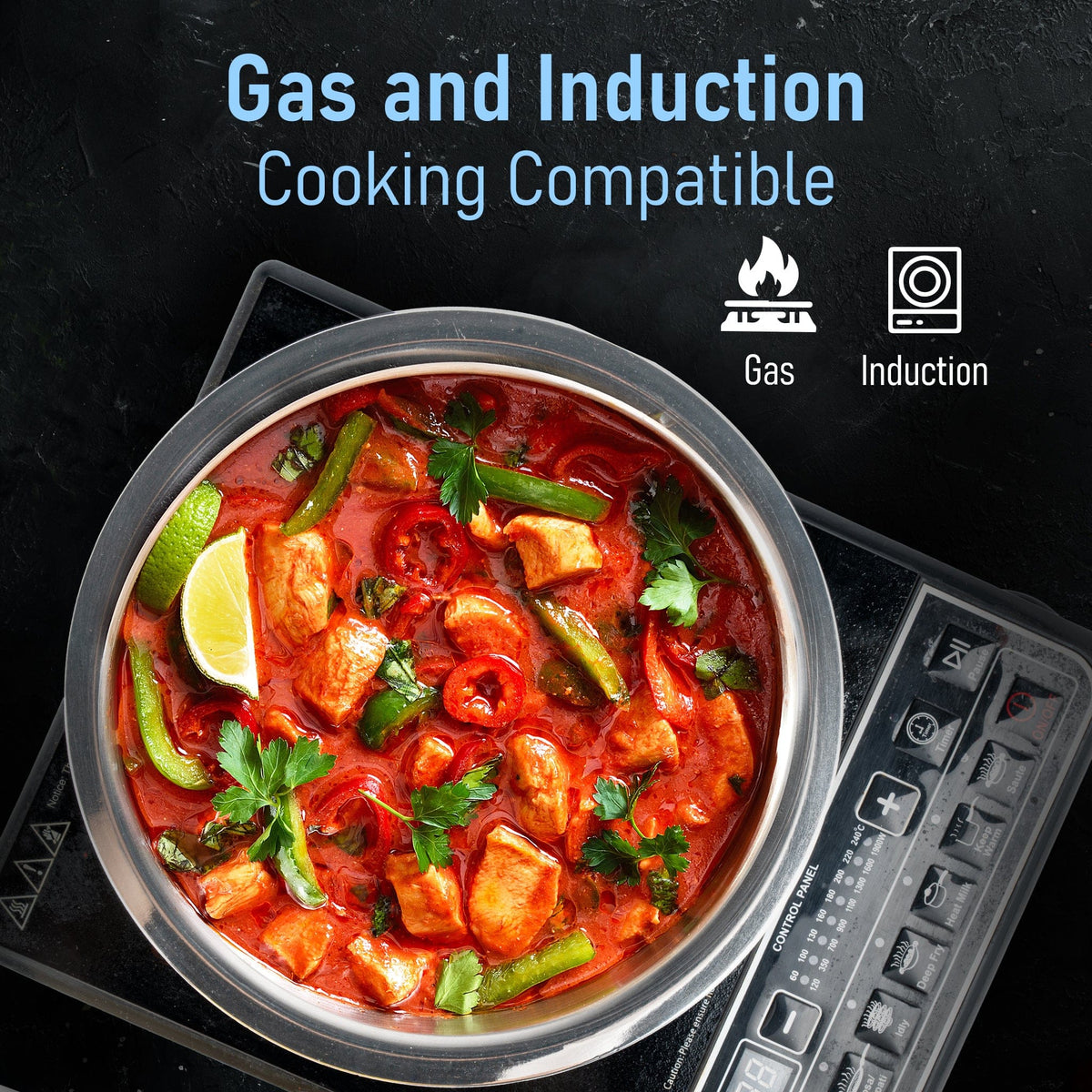 AGARO Regency Triply Tope 4.5L with Stainless Steel Lid, 2.5mm Thick Body, Rivetted Handle, Induction & Gas Compatible, 