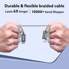 AGARO Type C to Type C Cable, 60W, 4A, Supports PD, Nylon Braided Fast Charging Cable Compatible With Type C Devices Inc