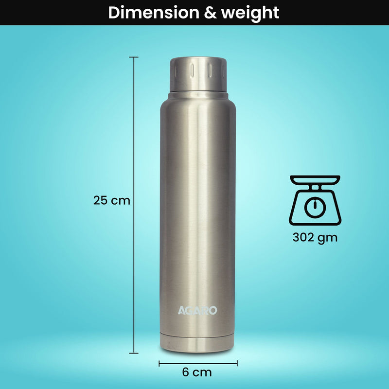 AGARO Regal Stainless Steel Vacuum Flask 450 ML, Double Walled Vacuum Insulated, Copper Insulated, 304 Grade Inner and Outer Stainless Steel Crafted, Leak Proof, Hot and Cold up to 8 hrs, (Silver).-6