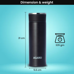 AGARO எலைட் ஸ்டெயின்லெஸ் ஸ்டீல் வெற்றிட பிளாஸ்க் 480 ML, இரட்டை சுவர் கொண்ட வெற்றிட காப்பிடப்பட்ட, செம்பு காப்பிடப்பட்ட, 304 தர உள் மற்றும் வெளிப்புற துருப்பிடிக்காத எஃகு வடிவமைக்கப்பட்டது, கசிவு தடுப்பு, 8 மணி நேரம் வரை வெப்பம் மற்றும் குளிர், (நீலம்). -6