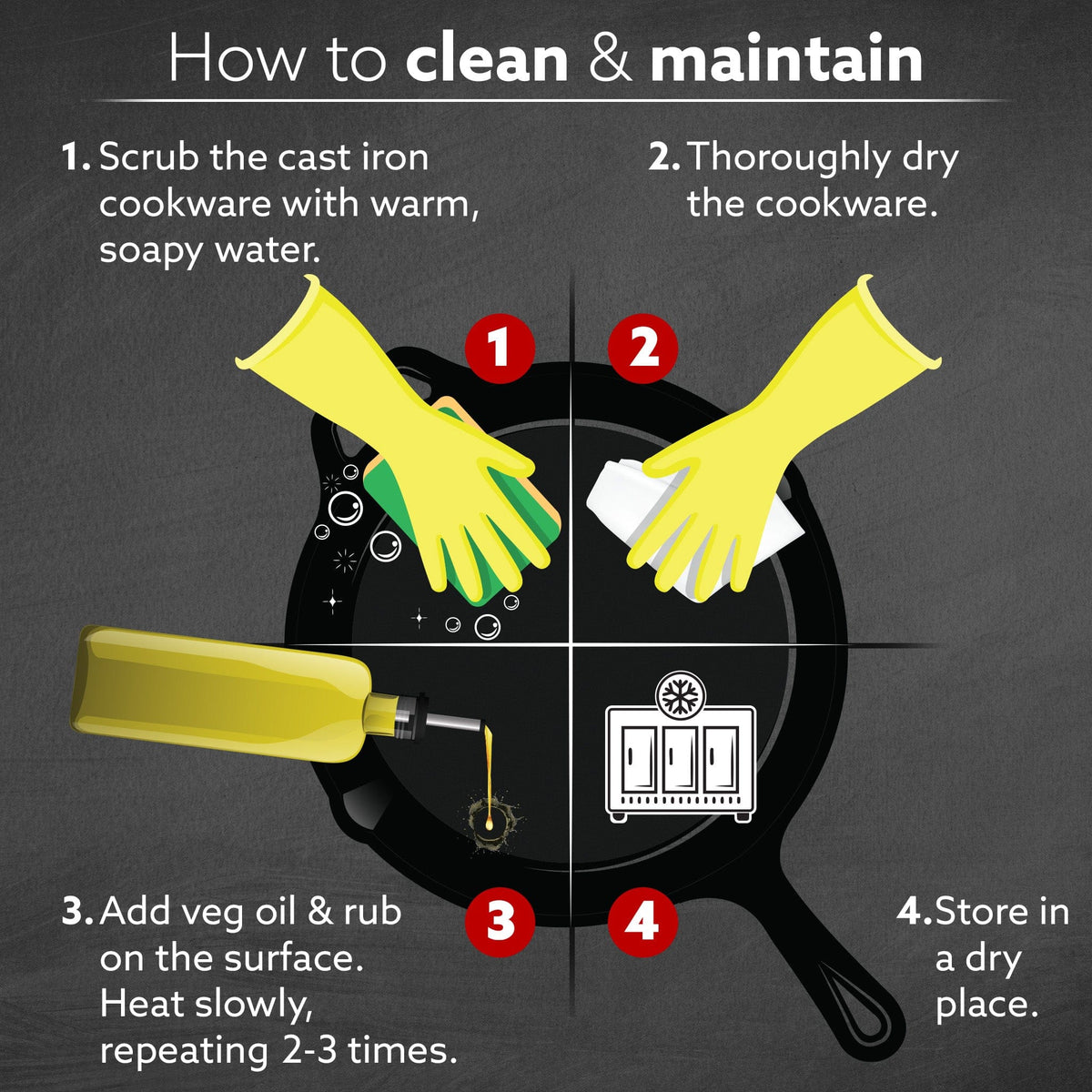 AGARO Royal Pre Seasoned Cast Iron Tawa, 26 CM Diameter, No Chemical Coating, Long Rigid Handle, Fast Heating, Heavy Wei