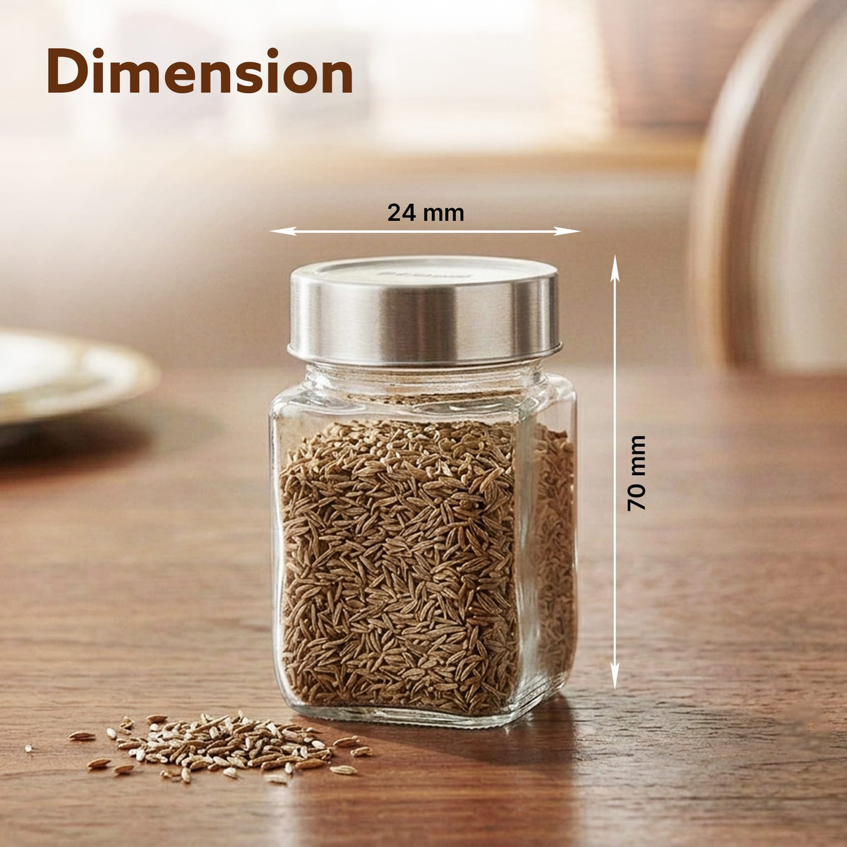 AGARO Elegant Cube Jar 310 ml, Steel Lid, Storage Glass Container, Transparent, Kitchen Organiser, Multipurpose Jar, Pack of 6