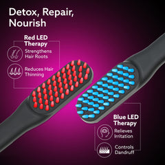 AGARO Rechargeable LED Hair Therapy Comb – Red & Blue Light with Vibration Massage | Boosts Growth, Reduces Hair Fall & 