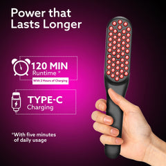 AGARO Rechargeable LED Hair Therapy Comb – Red & Blue Light with Vibration Massage | Boosts Growth, Reduces Hair Fall & 