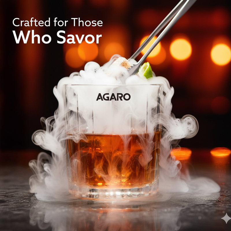 AGARO Elegant Whiskey Glass, Set of 6, 325ML, Vertical Stripe Cut Design, Crystal Clear Tumbler Set, Home, Bar Drinking 