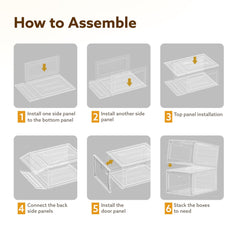 AGARO Stackable Shoe Storage Box Organizer | Heavy Duty, Transparent, Plastic Sneaker Crates Container with Magnetic Doo