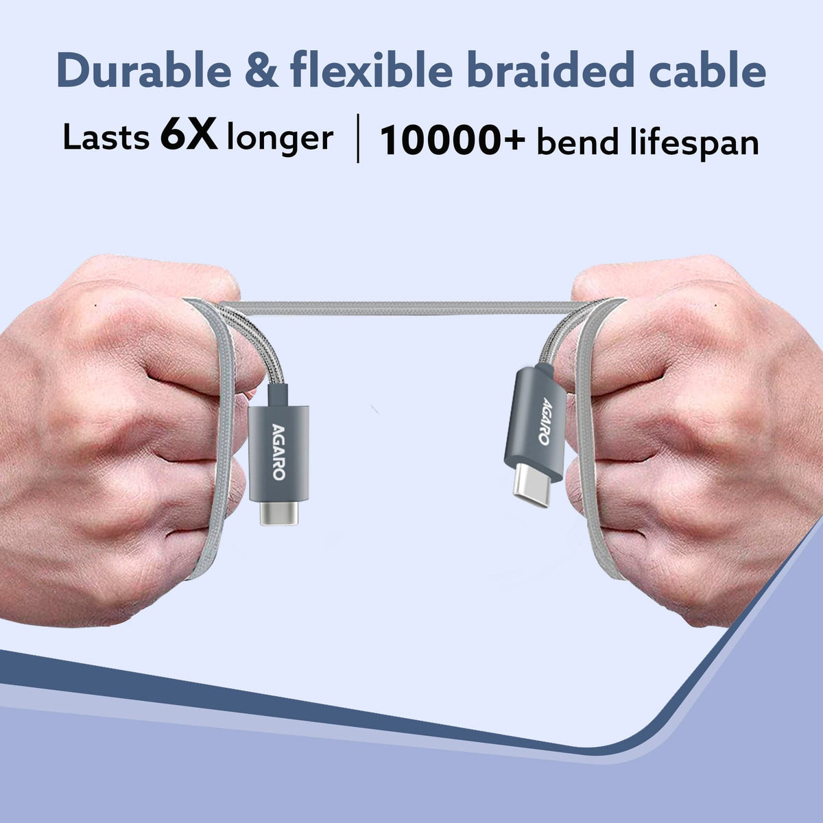 AGARO Type C to Type C Fast Charging Cable compatible with Android devices, iPhone15, Power Bank, 5A, 100W, Supports PD,