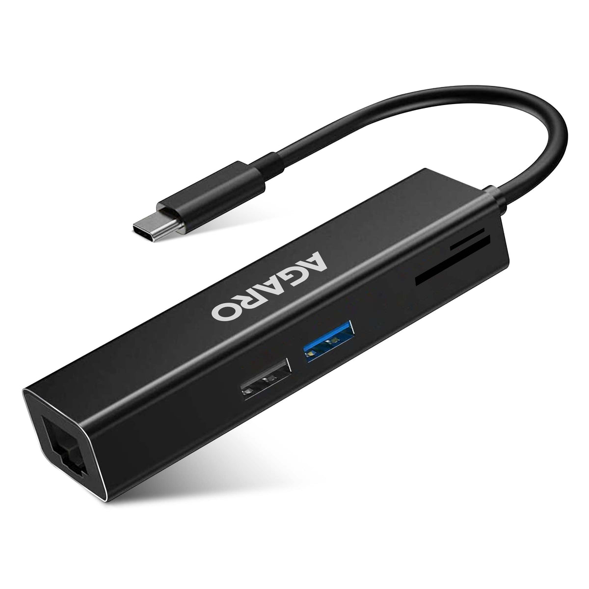 AGARO 5in1 Type C to USB A + MMC + Ethernet Converter, 2 USB 3.0, SD And TF Card Reader for Smartphone, Charging Adapter