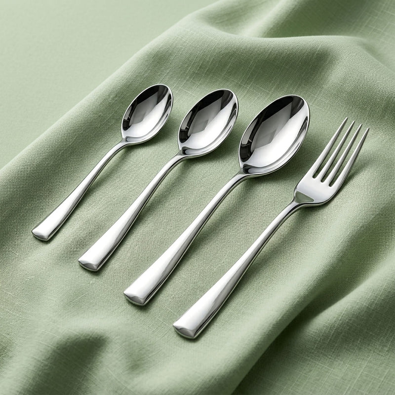 AGARO Elite 24 Pieces Stainless Steel Cutlery Set for Dining Table, Silver Mirror Finish Spoon & Fork Set, 6 Tea Spoons, 6 Dinner Spoons, 6 Dinner Forks & 6 Dessert Spoons, Food Grade, Dishwasher Safe-1