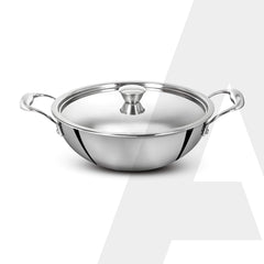 AGARO Regency 28 cm Triply Stainless Steel Kadai with Lid, 4L-1