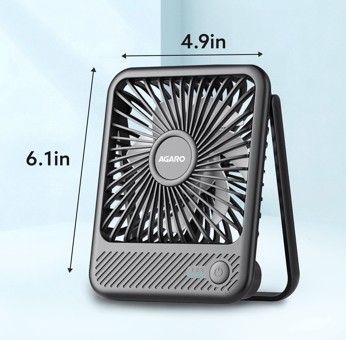 AGARO Primo Rechargeable Portable Desk Fan, Mini Fan with USB Type-C, 3 Speeds, Foldable Adjustable Stand, Long-Lasting Battery, Quiet Personal Cooling for Home, Office & Travel