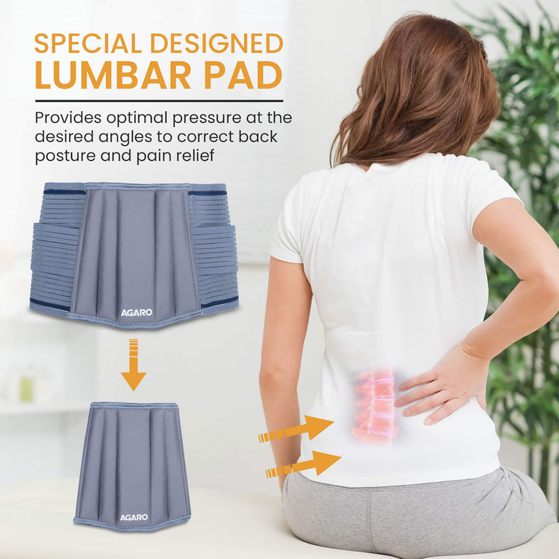AGARO Lumbo Sacral Belt With Double Strapping, Back Support For the Lumbar Spine, Pain Relief, Back Brace for Men and Wo