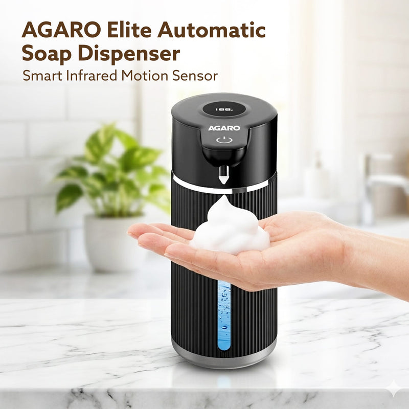 AGARO Elite Automatic Soap Dispenser, 420ml Touchless Foaming Hand Wash Dispenser, Digital Display, Wall Mount, Rechargeable 1200mAh Battery, IPX5 Water Resistant, for Bathroom, Kitchen & Office-2