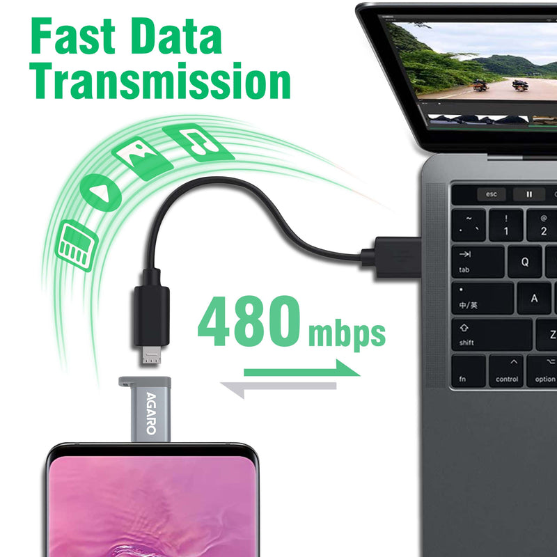 AGARO Micro USB to Type-C OTG Adapter - (Metallic Grey)