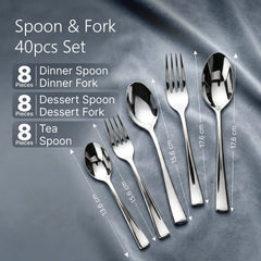 AGARO Elite 40-Piece Gold Stainless Steel Cutlery Set, Mirror Finish, Food Grade & Rust Resistant, Includes 8 Tea Spoons, 8 Dessert Spoons, 8 Dessert Forks, 8 Dinner Spoons & 8 Dinner Forks-2