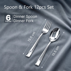 AGARO Elite Spoon and Fork Set 12 Pieces, Premium Stainless Steel Cutlery Set with 6 Spoons and 6 Forks, Mirror Finish, Food Grade, Rust Proof, Dishwasher Safe Tableware for Home, Kitchen and Dining-2
