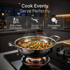 AGARO Regency 28 cm Triply Stainless Steel Kadai with Lid, 4L-2