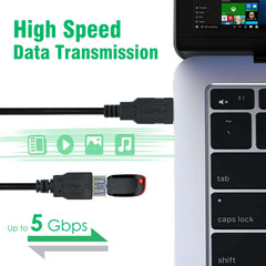 AGARO USB Extender, USB 3.0 Extension Cable Male to Female USB Cable High-Speed 5GBps Data Transfer Compatible with Webcam, Gamepad, Keyboard, Mouse, Hard Drive, Xbox, Laptop/PC/Mac/Printer, 1 Meter-2