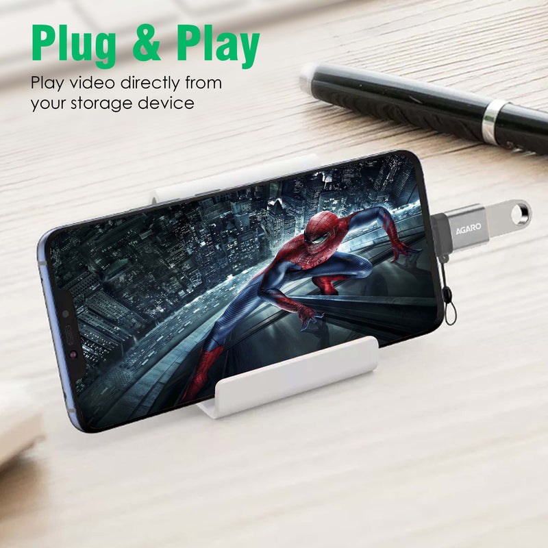 AGARO Micro USB to USB A Female OTG Adapter- (Metallic Grey)