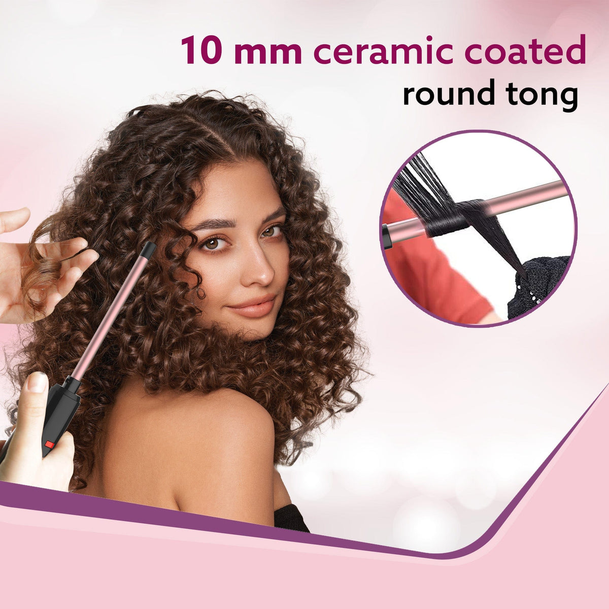 AGARO Round Chopstick Curler, With 10 MM Barrel, Rod, Tong, Chopstick Round Hair Curler, Ceramic Coated Plates, Cool Tou