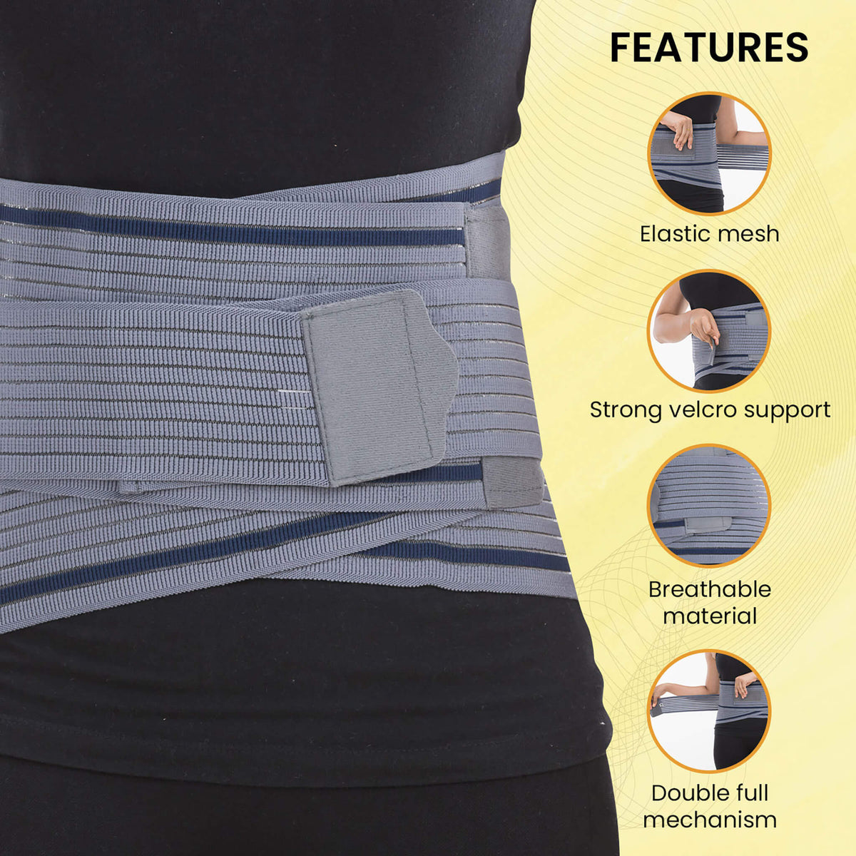 AGARO Lumbo Sacral Belt With Double Strapping, Back Support For the Lumbar Spine, Pain Relief, Back Brace for Men and Wo