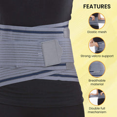 AGARO Lumbo Sacral Belt With Double Strapping, Back Support For the Lumbar Spine, Pain Relief, Back Brace for Men and Wo