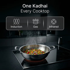 AGARO Regency 28 cm Triply Stainless Steel Kadai with Lid, 4L-3