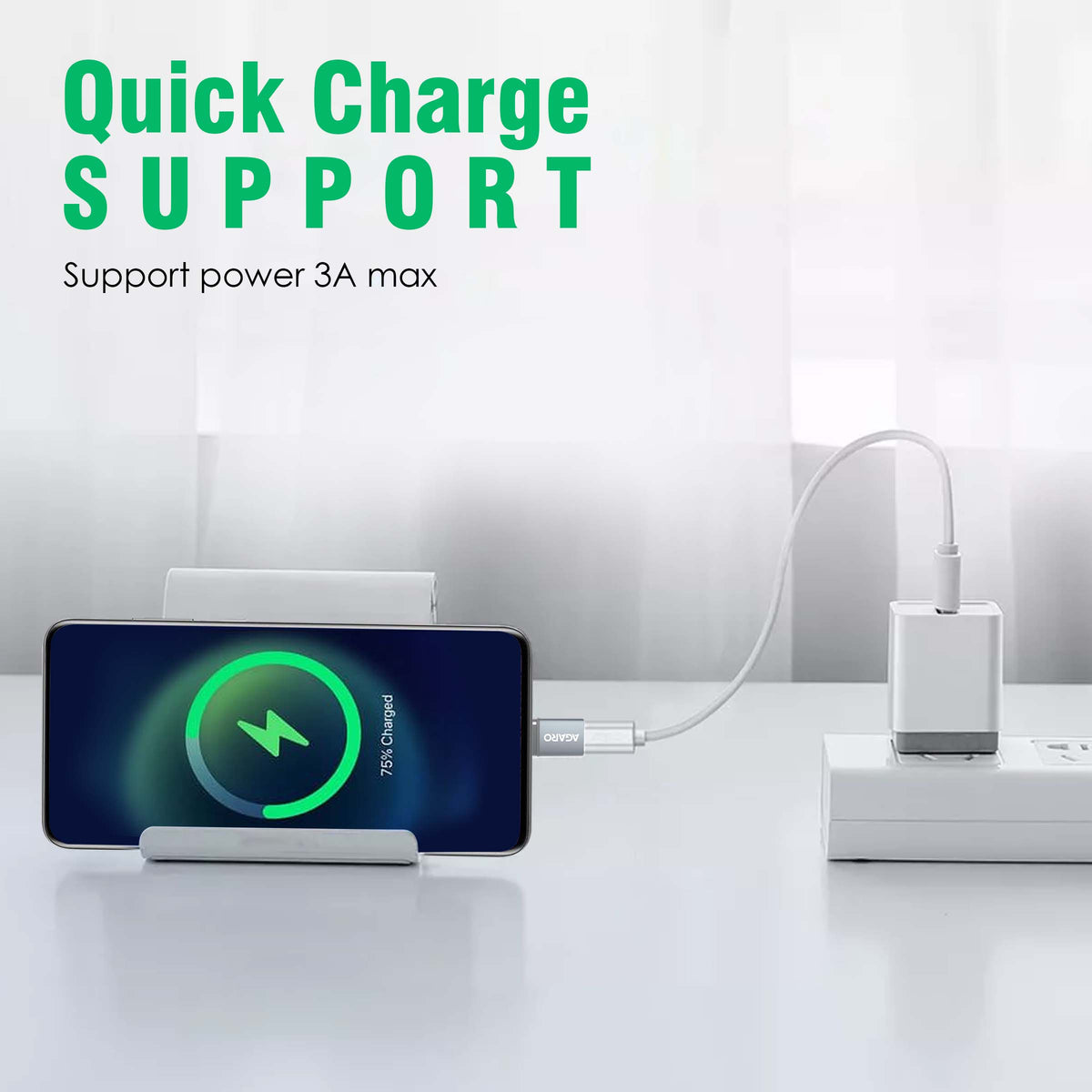 AGARO Micro USB to Type-C OTG Adapter - (Metallic Grey)