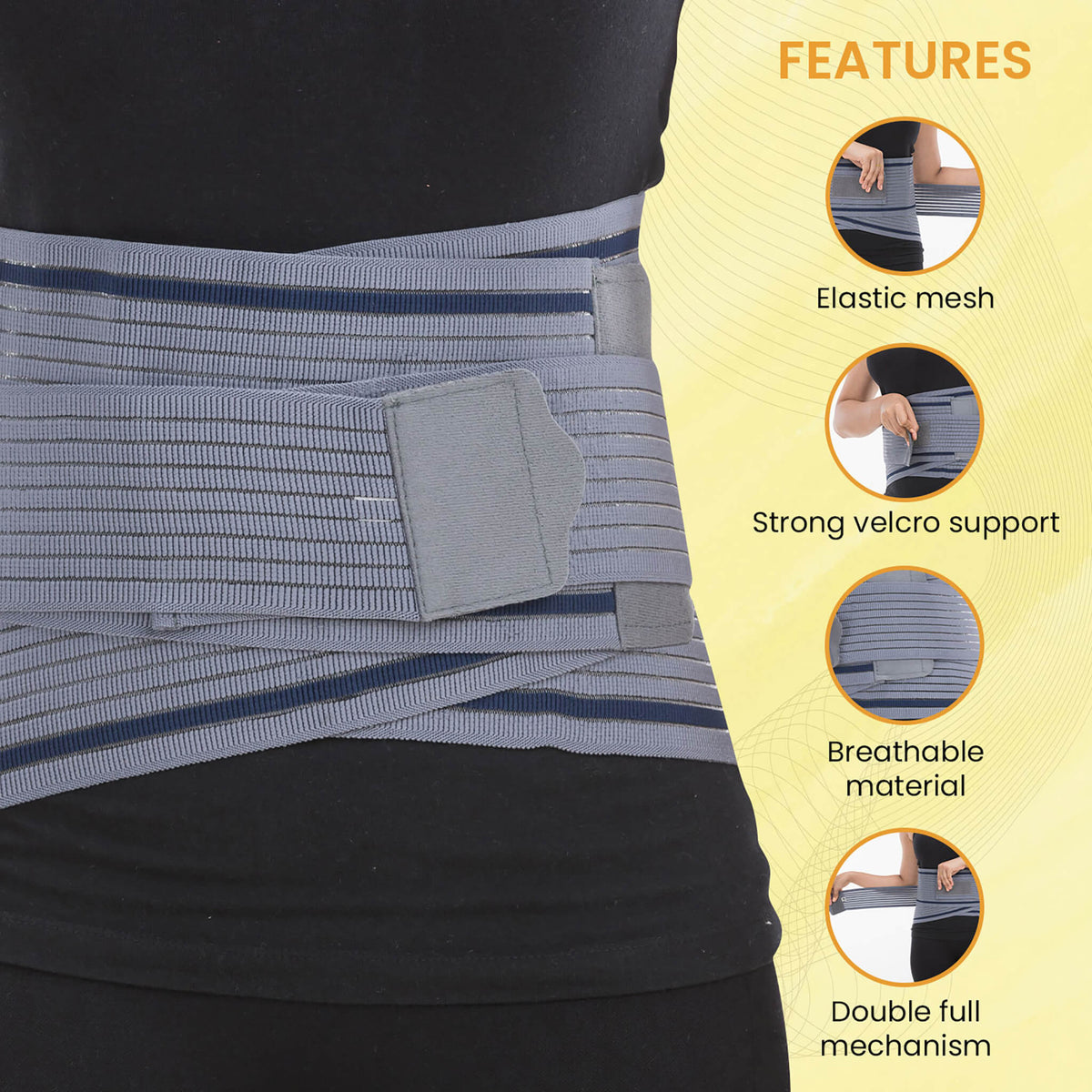 AGARO Lumbo Sacral Belt With Double Strapping, Back Support For the Lumbar Spine, Pain Relief, Back Brace for Men and Wo