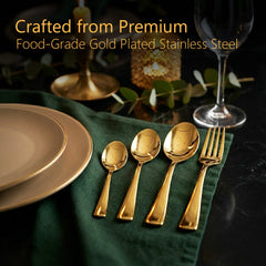 AGARO Regal 24 Pieces Gold Stainless Steel Cutlery Set for Dining Table, Premium Mirror Finish, 6 Tea Spoons, 6 Dinner Spoons, 6 Dinner Forks & 6 Dessert Spoons, Food Grade, Rust Resistant-4
