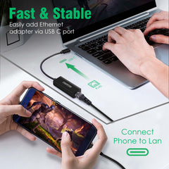 AGARO USB C to Ethernet Adapter, 4-in-1 RJ45 to USB C Thunderbolt 3/Type-C Gigabit Ethernet LAN Network Adapter
