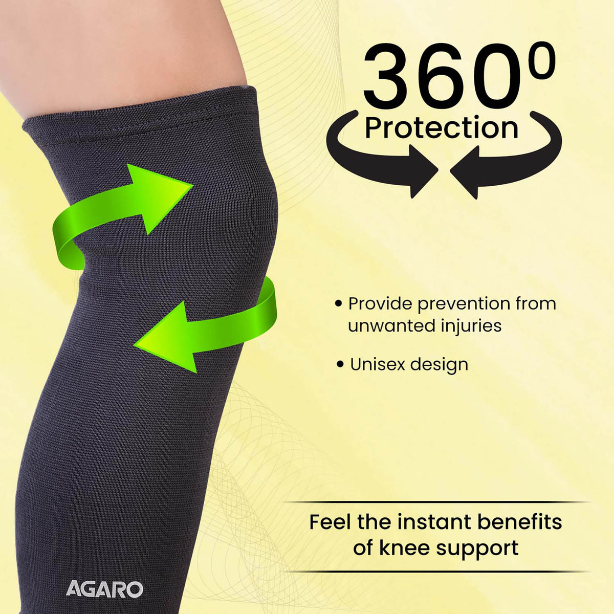 AGARO Tubular Stretchable Knee Cap, Breathable Fabric, Uniform Compression, Relieves Muscle Pain, Joint Pain, Injury Rec