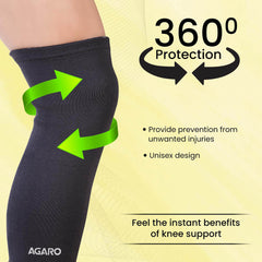 AGARO Tubular Stretchable Knee Cap, Breathable Fabric, Uniform Compression, Relieves Muscle Pain, Joint Pain, Injury Rec