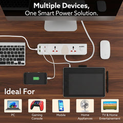 AGARO Regal Extension Board 3 Universal Sockets, 4 USB + 2 Type-C Fast Charging, 2500W-5