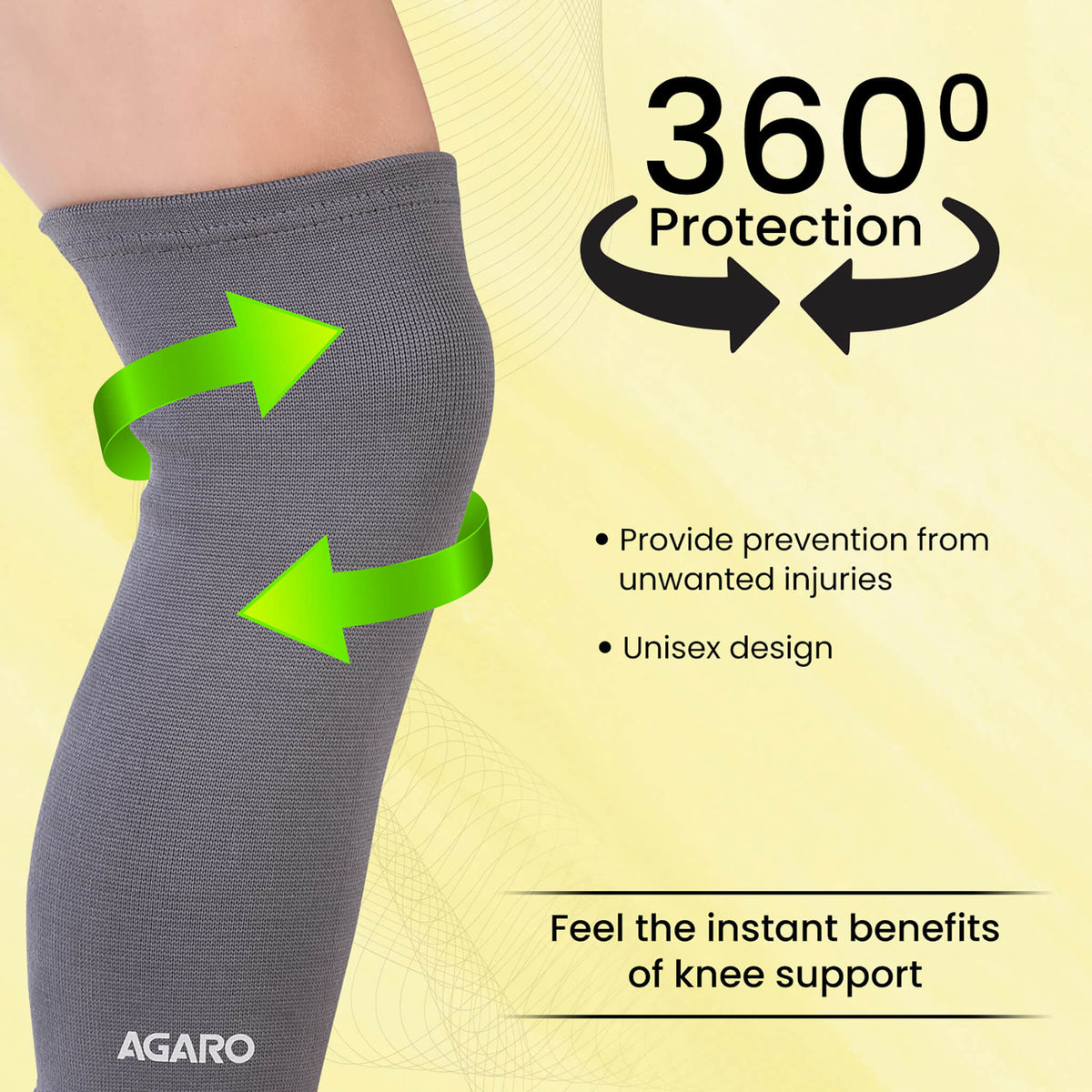 AGARO Tubular Stretchable Knee Cap, Breathable Fabric, Uniform Compression, Relieves Muscle Pain, Joint Pain, Injury Rec