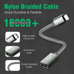 AGARO USB Type C to USB 3.0 OTG Cable, Adapter, Connector, Fast Charging, Data Transfer Speed Up to 10 GBPS, Compatible with Laptops, Tablets, Smartphone and Chargers-4