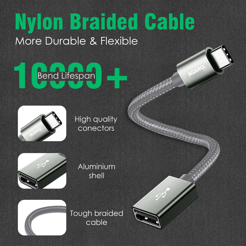 AGARO USB Type C to USB 3.0 OTG Cable, Adapter, Connector, Fast Charging, Data Transfer Speed Up to 10 GBPS, Compatible with Laptops, Tablets, Smartphone and Chargers-4