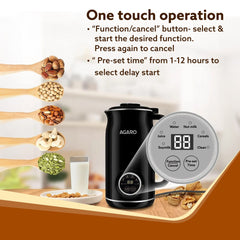 AGARO Regency Automatic Nut Milk Maker, Vegan Milk Machine, Make Vegan Milk From Nuts, Almonds, Soya, Oats etc, Boil Wat