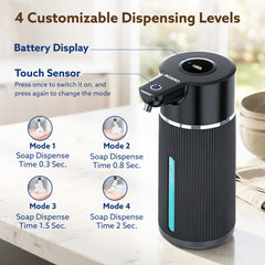AGARO Elite Automatic Soap Dispenser, 420ml Touchless Foaming Hand Wash Dispenser, Digital Display, Wall Mount, Rechargeable 1200mAh Battery, IPX5 Water Resistant, for Bathroom, Kitchen & Office-4