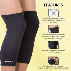 AGARO Tubular Stretchable Knee Cap, Breathable Fabric, Uniform Compression, Relieves Muscle Pain, Joint Pain, Injury Rec