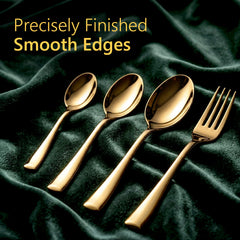 AGARO Regal 24 Pieces Gold Stainless Steel Cutlery Set for Dining Table, Premium Mirror Finish, 6 Tea Spoons, 6 Dinner Spoons, 6 Dinner Forks & 6 Dessert Spoons, Food Grade, Rust Resistant-5