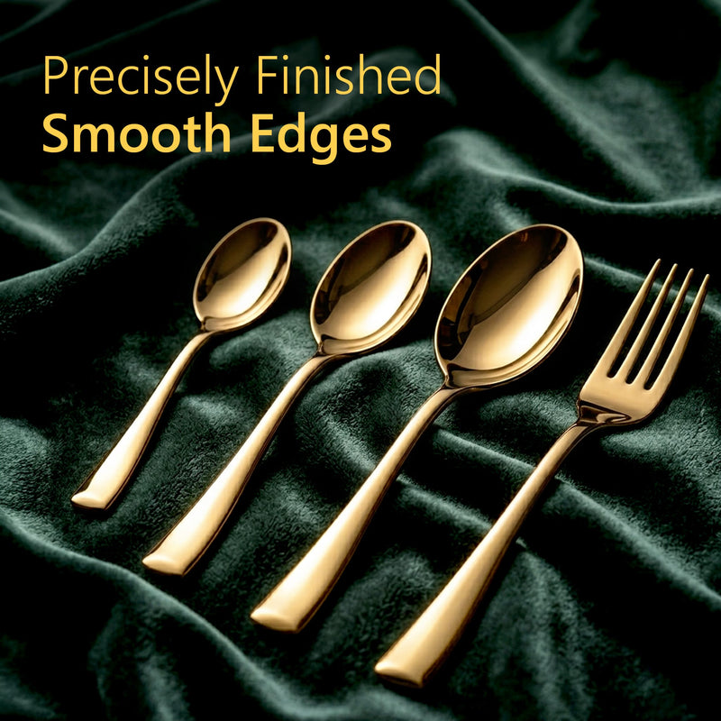AGARO Regal 24 Pieces Gold Stainless Steel Cutlery Set for Dining Table, Premium Mirror Finish, 6 Tea Spoons, 6 Dinner Spoons, 6 Dinner Forks & 6 Dessert Spoons, Food Grade, Rust Resistant-5