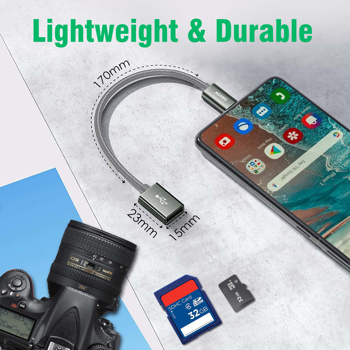 AGARO USB Type C to USB 3.0 OTG Cable, Adapter, Connector, Fast Charging, Data Transfer Speed Up to 10 GBPS, Compatible with Laptops, Tablets, Smartphone and Chargers-5