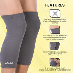 AGARO Tubular Stretchable Knee Cap, Breathable Fabric, Uniform Compression, Relieves Muscle Pain, Joint Pain, Injury Rec