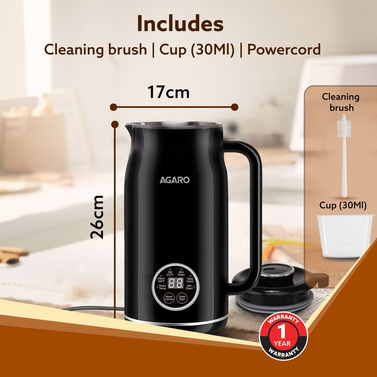 AGARO Regency Automatic Nut Milk Maker, Vegan Milk Machine, Make Vegan Milk From Nuts, Almonds, Soya, Oats etc, Boil Wat