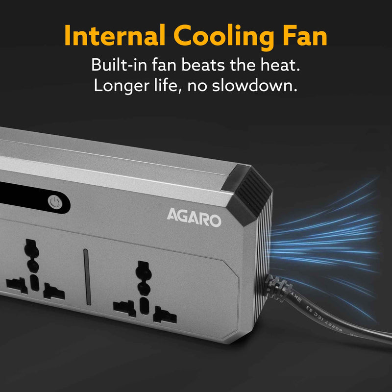 AGARO Elite 200W Car Power Inverter, 7-in-1 Converter with PD36W Type-C, QC3.0 30W USB-A, 2 AC Outlets, Car Outlet, Master Switch & LCD Display for Laptops & Phones-6