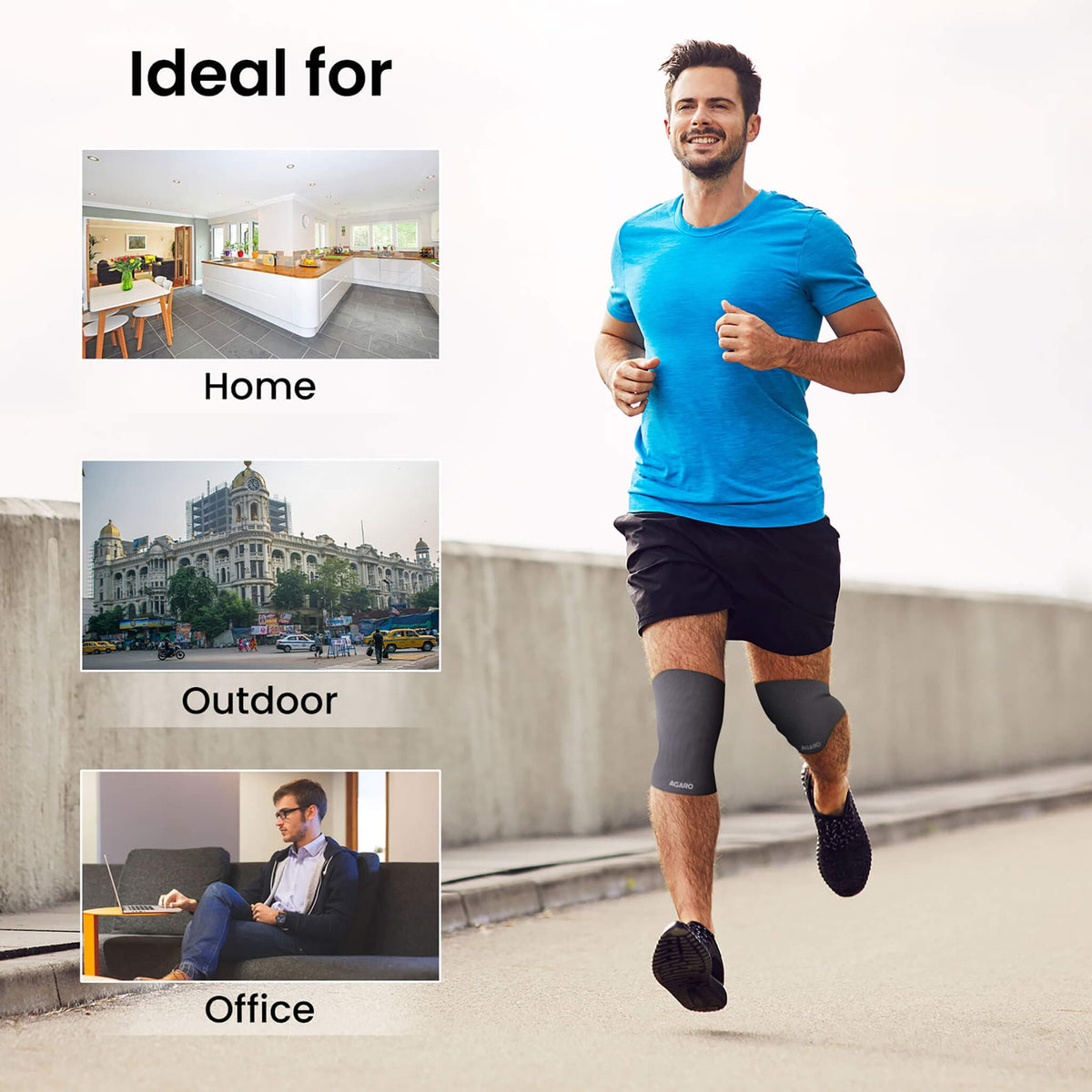 AGARO Tubular Stretchable Knee Cap, Breathable Fabric, Uniform Compression, Relieves Muscle Pain, Joint Pain, Injury Rec