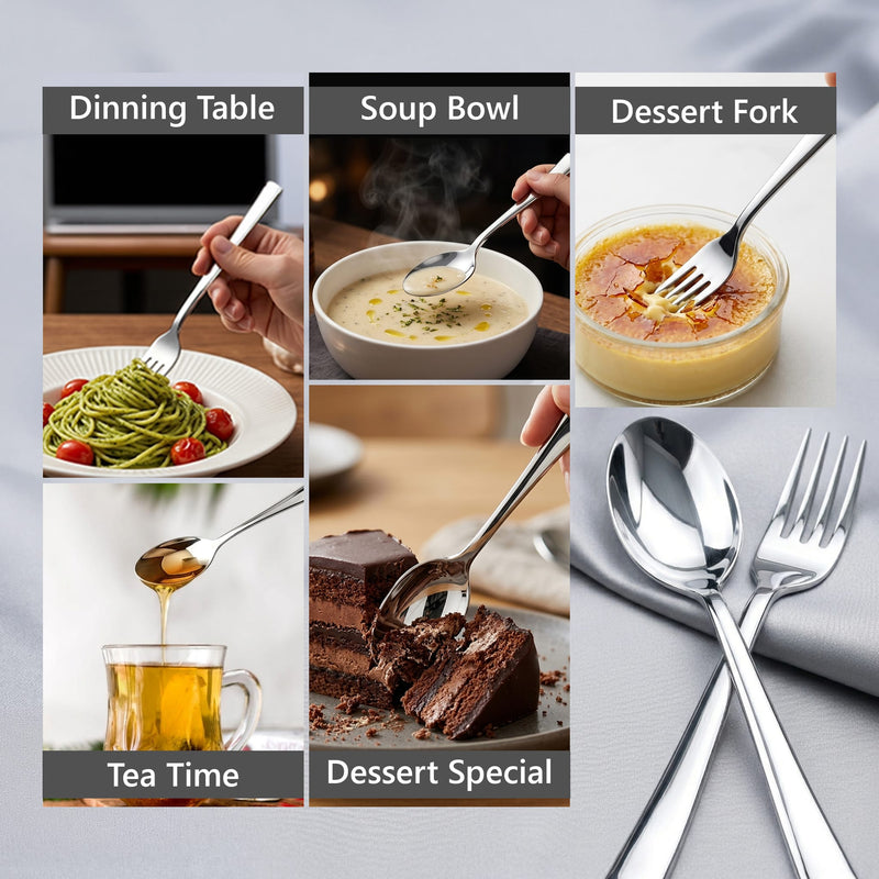 AGARO Elite 40-Piece Gold Stainless Steel Cutlery Set, Mirror Finish, Food Grade & Rust Resistant, Includes 8 Tea Spoons, 8 Dessert Spoons, 8 Dessert Forks, 8 Dinner Spoons & 8 Dinner Forks-6